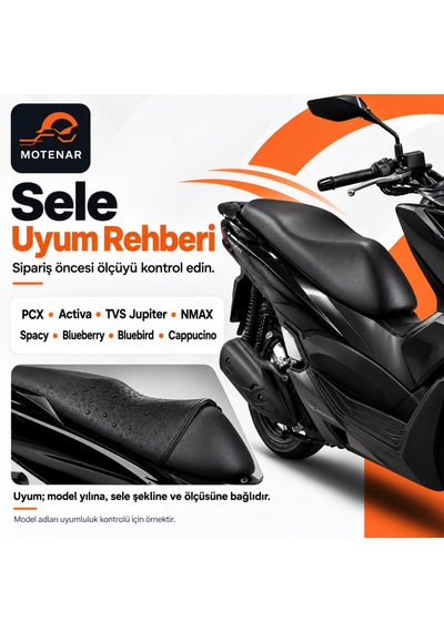 Motenar Siyah Motosiklet Sele Kılıfı Su Geçirmez Uv Korumalı Pcx-activa-jupiter-nmax-spacy-blueberry-bluebird