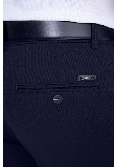 Comfort Fit Yan Cep Pamuklu Dokulu Lacivert Pantolon P 1219