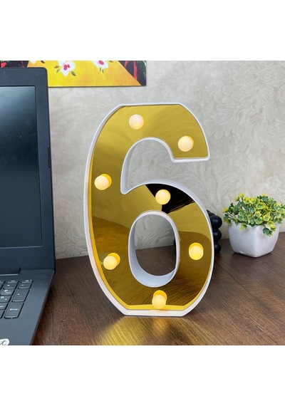 Dekoratif Led Işıklı 3D 6 Rakamı Büyük Boy Organizasyon Doğum Günü Kutlama