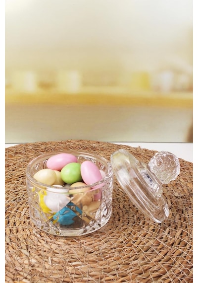 Deconox Lüx Kristal Mini Cam Şekerlik & Cam Lokumluk, Kesme Cam Lüx Şekerlik 7.5cm 9.2cm - 06643 Diğer
