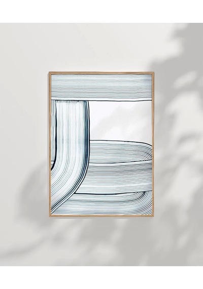 Çerçevesiz Poster Soyut Mavi Çizgiler Minimalist