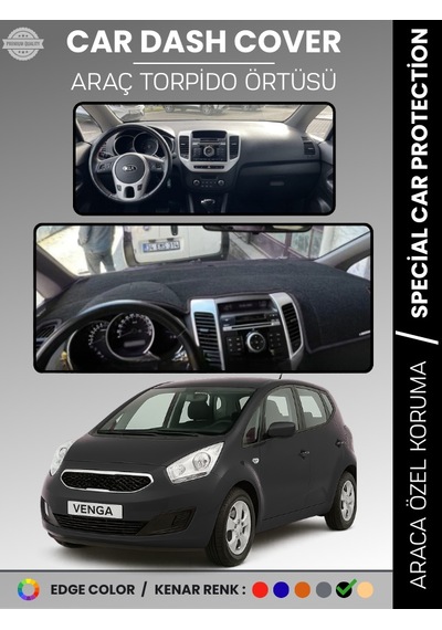 Kia Venga 2009-2011 Torpido Örtüsü Ön Panel Halı Torpido Koruma Tam Uyum Araca Özel Kaymaz - 393 Stiloto