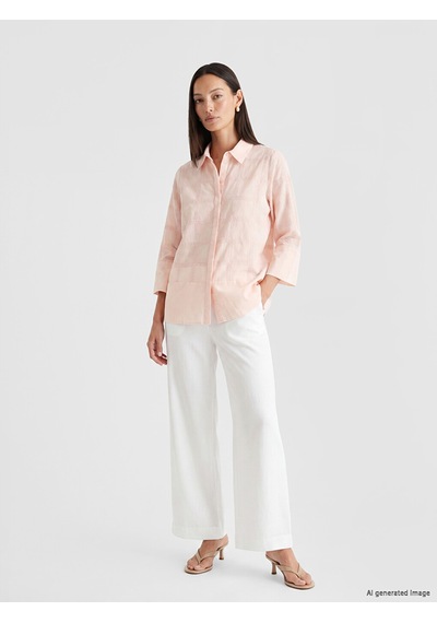 Lcw Everyday Pembe Kare Nakışlı Kadın Gömlek