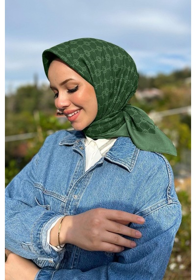 Aker Elegance Monogram Eşarp - 1090500-953 - Zümrüt Yeşili 953 Zümrüt Yeşili 953 Zümrüt Yeşili