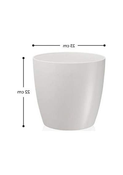 Drenaj Aparatı İle Birlikte Beyaz Saksı, 23 Cm, 7,4 Litre