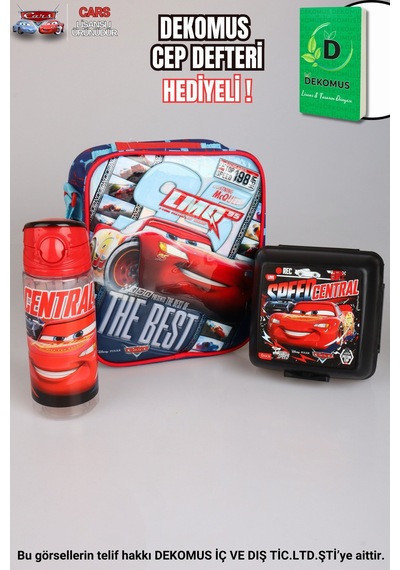 "dekomus Cep Defteri Hediyeli" Lisanslı Cars Beslenme Çantası,trıtan Matara 500 Ml Ve 2 Katlı Beslenme Kabı/lunch Box Seti Altın