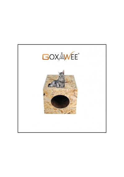 Goxawee Kedi Evi Dış Ortam Uygun Ahşap Kedi Evi Osb 40x30x30 Cm