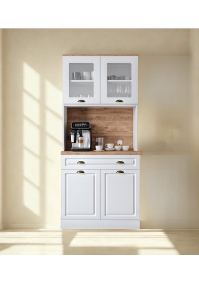 Handy Mini 93 Cm Kahve Köşesi & Çok Amaçlı Mutfak Dolabı Ceviz - Beyaz