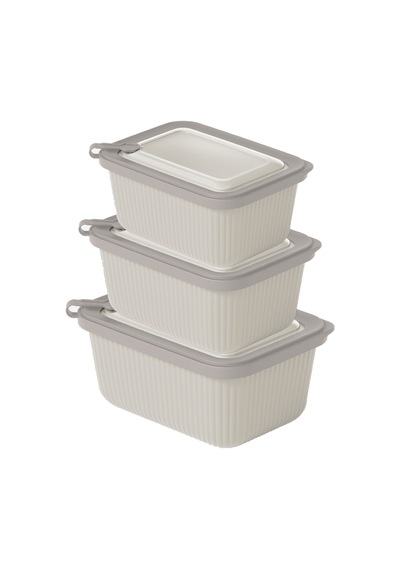 Plastik Saklama Kabı Seti - Mikrodalga Uyumlu Dikdörtgen 600/1100/1800 Ml