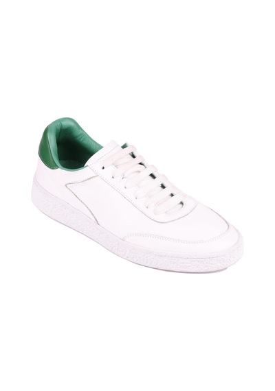 Shoetyle - Beyaz Hakiki Deri Bağcıklı Erkek Sneaker 666-11-1255 Beyaz