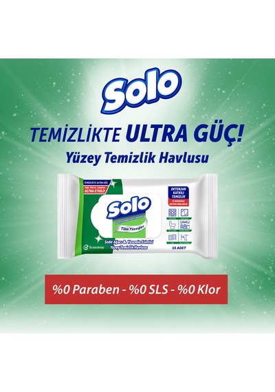 Solo Ultra Güç Sedir Ağacı&yasemin Esintisi Seyahat Boy Yüzey Temizlik Havlusu 6'lı 90 Yaprak Beyaz