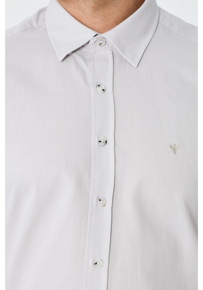 White Stone Ekru %100 Pamuk Dynamic Fit Erkek Günlük Gömlek