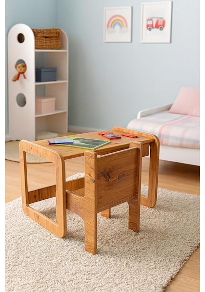 Tek Kişilik Çekmeceli Ahşap Çocuk Oyun & Aktivite Masa Ve Sandalye Takımı - 18mm Ceviz Renk Mdf Çok Renkli Tek Kişilik Çekmeceli Ahşap Çocuk Oyun & Aktivite Masa Ve Sandalye Takımı - 18mm Ceviz Renk Mdf Çok Renkli