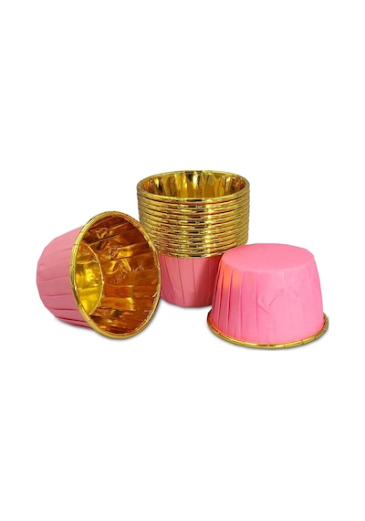 Kafem Muffin Kek Kapsülü Pembe-altın 25li X 60 Paket Koli - K24 Pembe + Altın