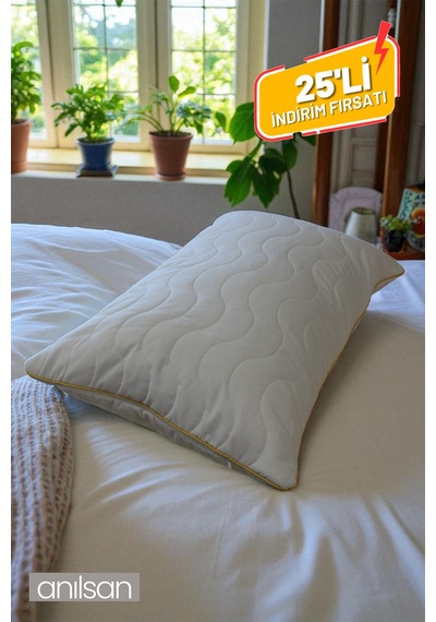 25'li Biyeli Kapitone Deluxe Pamuklu Fermuarlı Yastık Koruyucu Kılıf 50x70 Cm Beyaz