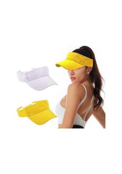 Unisex Uv Koruyucu Sporcu Plaj Vizör Şapka 2 Li Set (547423583)