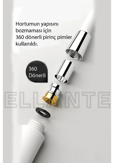 Turbo 5 Fonksiyonlu Filtreli Duş Başlığı Turbo El Duşu + Beyaz Pvc Duş Hortumu Duş Seti Çok Renkli