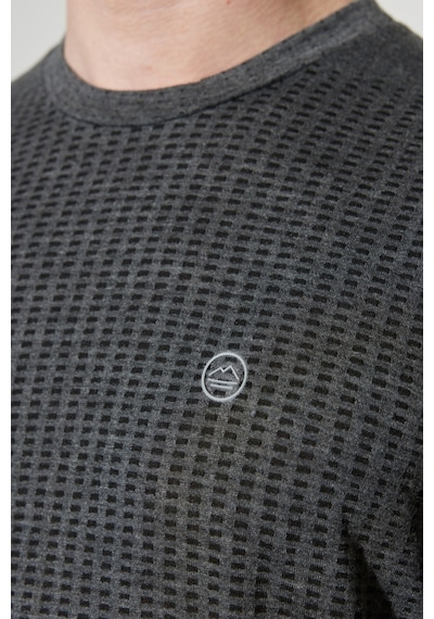 All Terrain Gear Regular Fit Normal Kesim Bisiklet Yaka Gri Melanj Tişört W231708001 Siyah