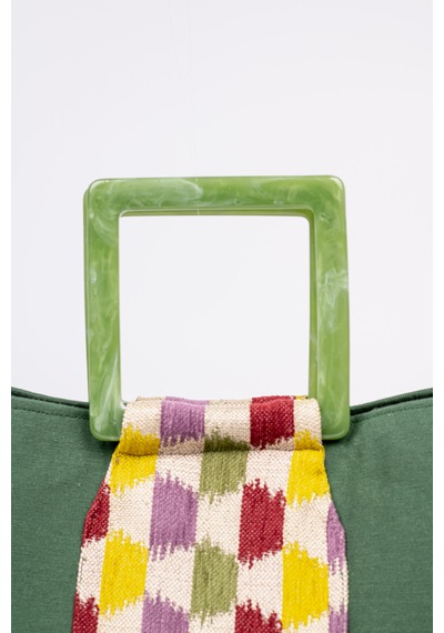 Fabric Craft Bag El Çantası Yeşil Duck Kumaş Astarlı Mıknatıslı 45x40 Yeşil