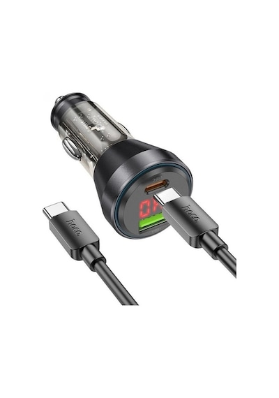 Hoco Nz12b Unimpeded Pd48w Usb + Type-c Araç Çakmaklı Hızlı Şarj Aleti + Type-c To Type-c Kablo