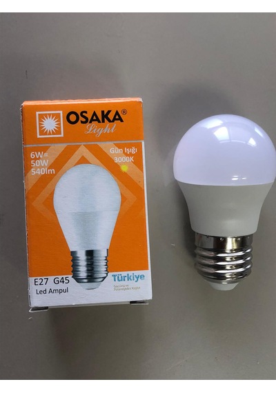 5 Adet Osaka 6w 50w 540 Lümen E 27 Top Ampül 3000k Sarı 45mmx75mm