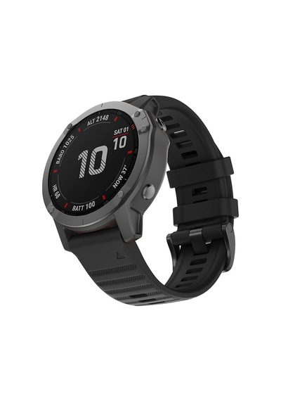 Caseonn Garmin Fenix 6 Pro Kordon Quickfit Premium Spor Kayış Siyah