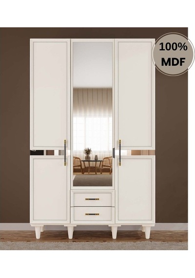 Kardelen 3 Kapak Mdf Ayaklı Tasarım Gardırop Aytaşı
