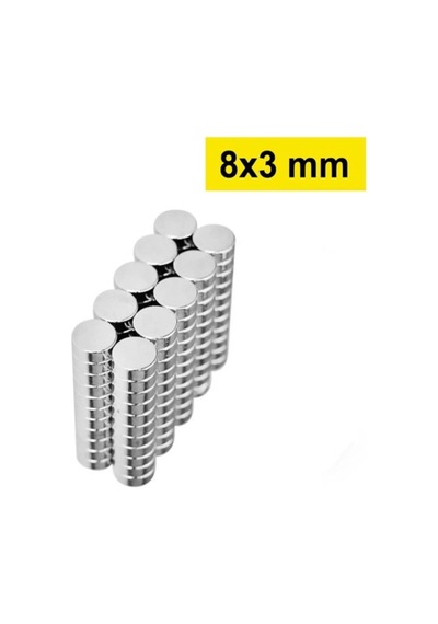 Dünya Magnet 25 Adet 8mm X 3mm Yuvarlak Güçlü Neodyum Mıknatıs Magnet