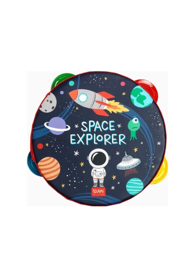 Legami Shake It Up Tamburin Space, 14,5 Cm, Çocuklar Için Ritim Oyuncağı Çocuk Müzik Aleti Ahşap