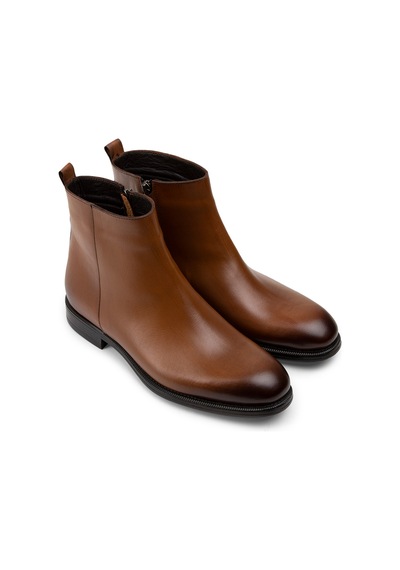 Deery Hakiki Deri Taba Rengi Fermuarlı Erkek Bot - 01921mtbac01 Taba