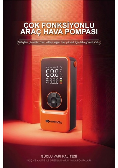 Tr 6000mah Şarjlı Mini Led Işıklı Araç Çakmaklık Kablolu Bisiklet, Top, Araç Lastik Şişirme Kompresörü
