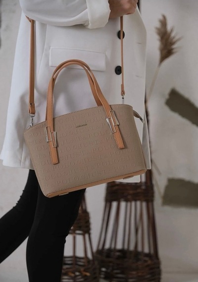 Just Polo Kadın Kum 2 Bölmeli Omuz Çantası Monogram 2197mh Lacivert