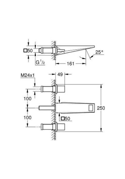 Grohe Allure Brilliant Üç Delikli Lavabo Bataryası 1/2" M-Boyut  20628000 Gümüş