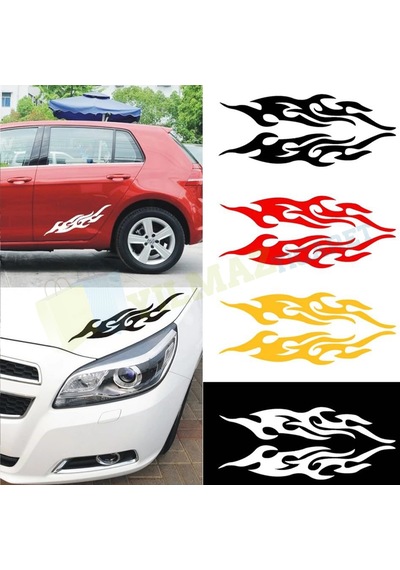Araba Yan Ayna Motosiklet Alev Oto Sticker Etiket Yapıştırma 2 Ad