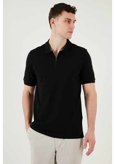 Buratti Pamuklu Regular Fit Yarım Fermuarlı Erkek Polo Yaka T Shirt 5903008 Siyah