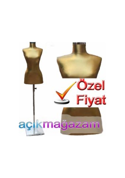 Süngerli Bayan Prova Terzi Manken Krom Ayak 38 Bed. Siyah Ve Gold