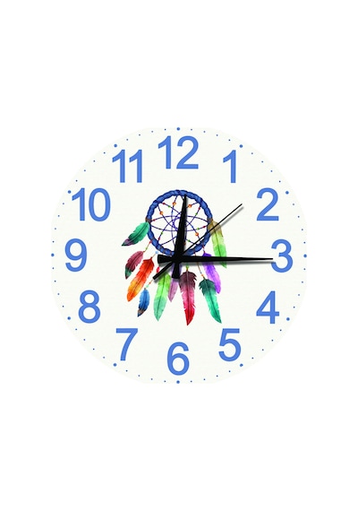 Pozitif Enerji Temalı Dreamcatcher Duvar Saati Gri