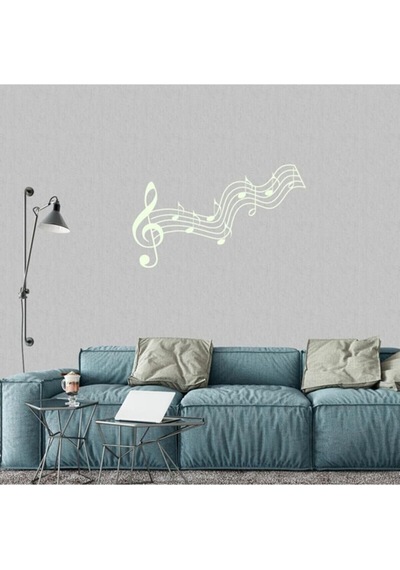 Dez Karanlıkta Parlayan Müzik Notaları Fosforlu Sticker 60x100 Cm