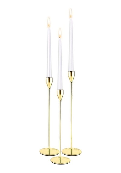 3lü Gold Şamdan Seti Renkli Renkli
