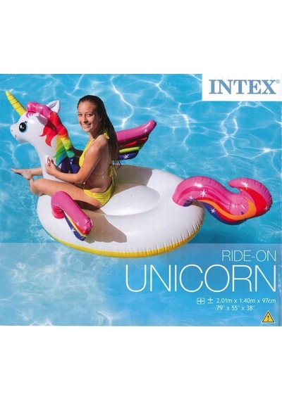 İntex Unicorn Tek Boynuzlu At Şişme Binici Unicorn At Binici Bot 201 x 140 x 97 CM Çok Renkli