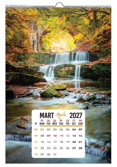 2027 Deniz Manzara Duvar Takvimi 12 Sayfa Spiralli Askılı Diğer