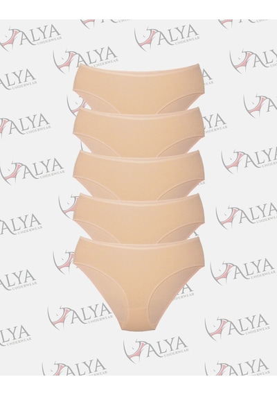Alya Underwear  Kadın Pamuklu Hipster - Slip Külot 5 Farklı Renk 1 Pakette Ten