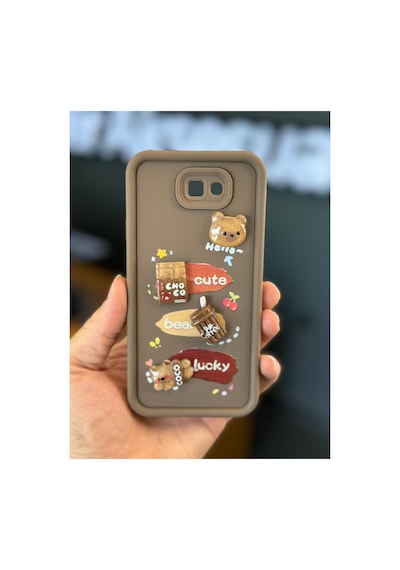 Fibaks Galaxy J7 Prime Uyumlu Kılıf Tasarımlı Desenli Kamera Korumalı Ayıcık Kahve Renkli Yumuşak Silikon Kapak