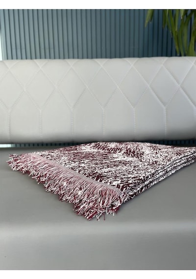 Saçaklı Lüks Koltuk Örtüsü 170x220 Cm Bordo Bordo