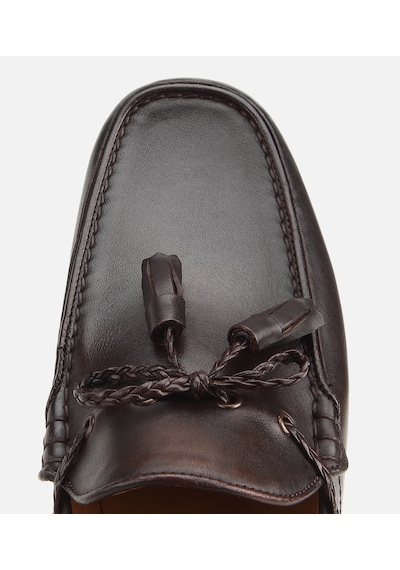 Hotiç Erkek Deri Kahverengi Püskül Dikiş Detaylı Klasik Loafer
