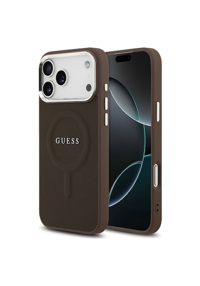 Apple Uyumlu iPhone 17 Pro Max Kılıf Guess Lisanslı M-safeli Klasik Yazı Logolu Pu Deri Kapak Kahverengi Kahverengi