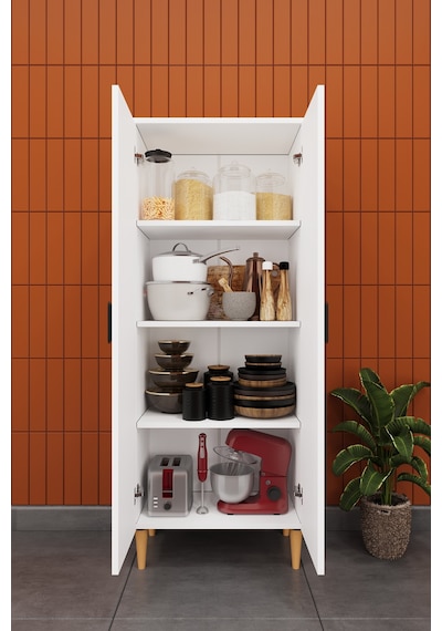 Modern 2 Kapaklı Çok Amaçlı Mutfak Banyo Dolabı %100 Mdf Erzak Kiler Dolabı Fd02 Beyaz