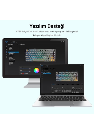 Aula F75 Mekanik RGB TKL Nimbus V3 Switch Kablosuz Makrolu Hot Swap Klavye