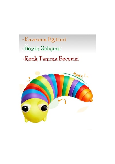 Söktak Eğlenceli Stres Ve Anksiyete Giderici Montessori Renkli Tırtıl Eğitici Oyuncak 1 Adet