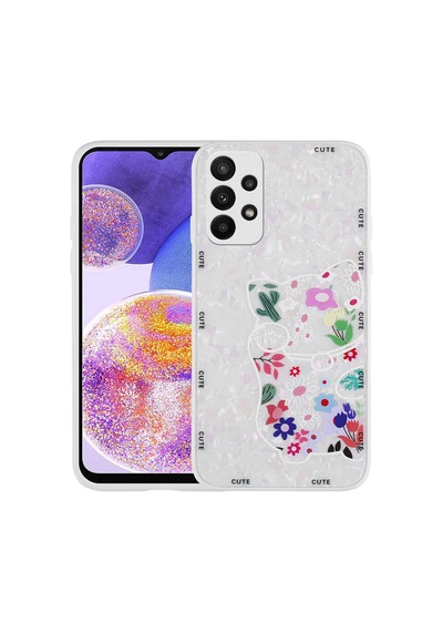 Zore Samsung Galaxy Uyumlu A33 5g Kılıf Desenli Sert Silikon Ogaa Mumila Kapak - White Cat